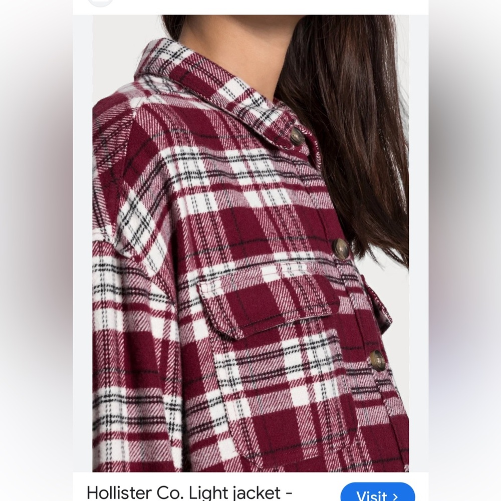 Hollister Maroon and White Plaid Shirt